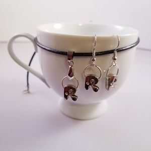 Leather Cord Silver Initial R Necklace Set